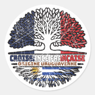 Uruguay Uruguayan French France Tree Roots Flag Classic Round Sticker