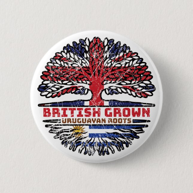Uruguay Uruguayan Uk United Kingdom British Tree 2 Inch Round Button (Front)