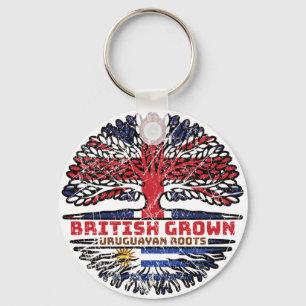 Uruguay Uruguayan Uk United Kingdom British Tree Keychain