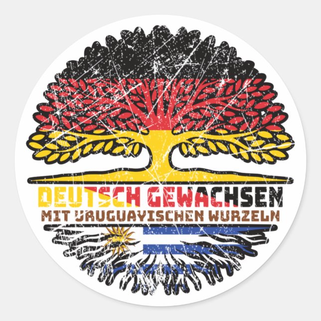 Uruguay Uruguayisch Deutsch Deutschland Baum Classic Round Sticker (Front)