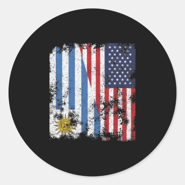 Uruguay USA Flag - Half American Classic Round Sticker (Front)