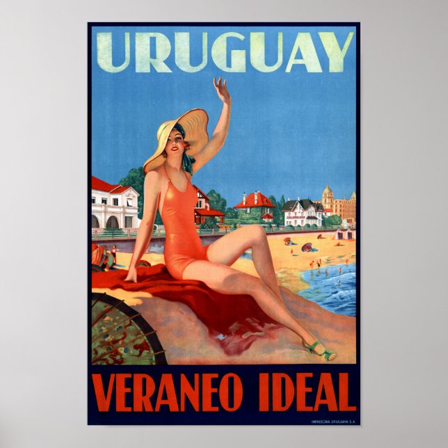 Uruguay Veraneo Ideal Vintage Travel Poster (Front)
