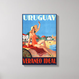 Uruguay Veraneo Ideal Vintage Travel Poster Canvas Print