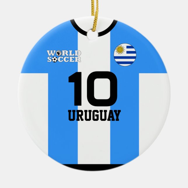 Uruguay World Soccer Jersey Ornament (Front)