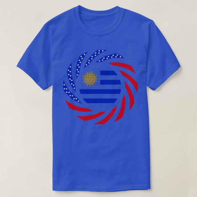 Uruguayan American Multinational Patriot Flag T-Shirt (Design Front)