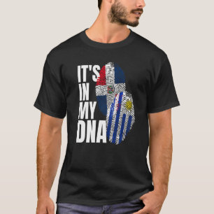 Uruguayan And Dominican Mix DNA Flag Heritage T-Shirt