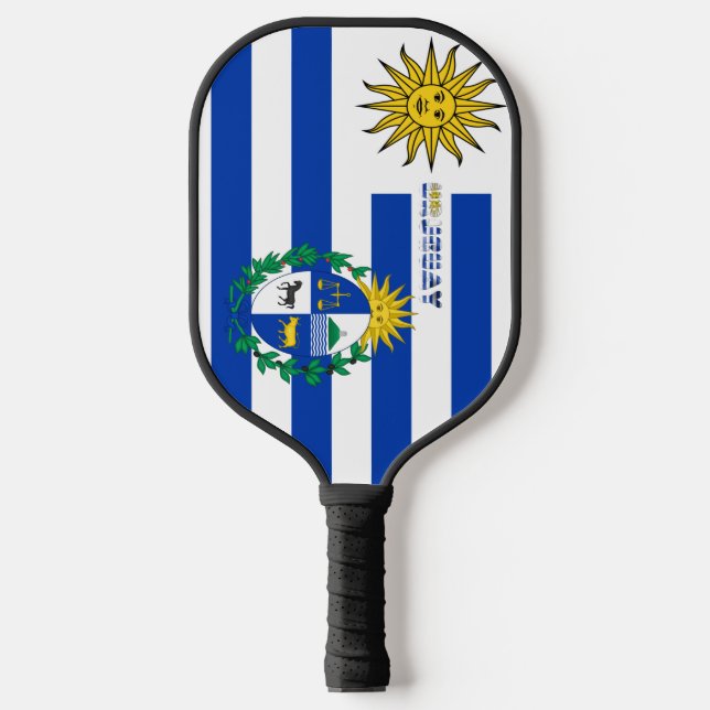 Uruguayan flag-coat of arms pickleball paddle (Front)