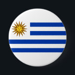 Uruguayan Flag (Uruguay) 3 Inch Round Button<br><div class="desc">This design features the national flag of Uruguay, which is a country in the southeastern region of South America. Uruguay borders Argentina to its west and southwest, Brazil to its north and east, the Río de la Plata (River of Silver) to the south and the Atlantic Ocean to the southeast....</div>