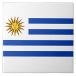 Uruguayan Flag (Uruguay) Tile<br><div class="desc">This design features the national flag of Uruguay, which is a country in the southeastern region of South America. Uruguay borders Argentina to its west and southwest, Brazil to its north and east, the Río de la Plata (River of Silver) to the south and the Atlantic Ocean to the southeast....</div>