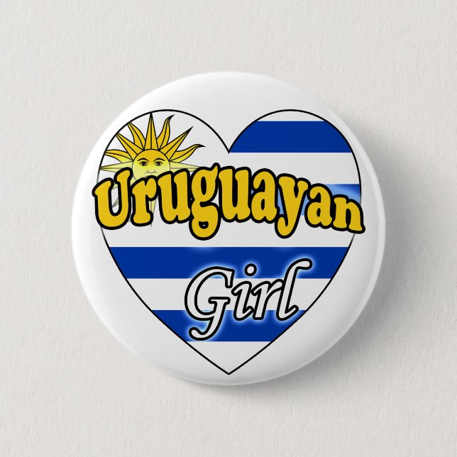 Uruguayan Girl 2 Inch Round Button (Front)