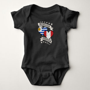 Uruguayan Peruvian Heart Flags Uruguay Peru Baby Bodysuit