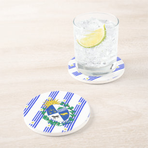 Uruguayan stripes flag coaster