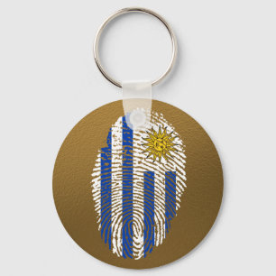 Uruguayan touch fingerprint flag keychain