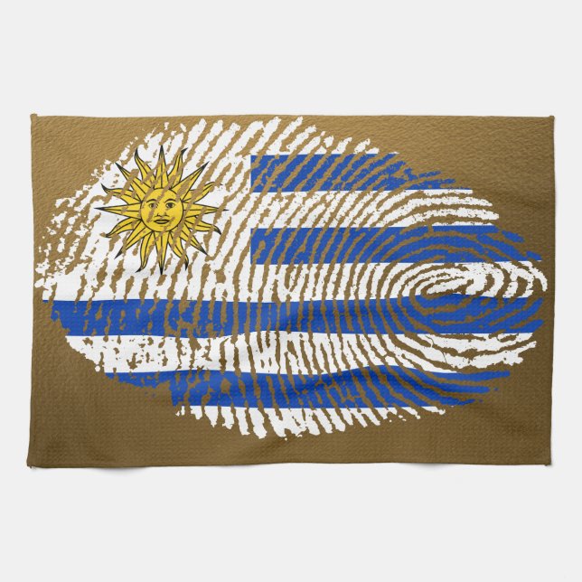 Uruguayan touch fingerprint flag kitchen towel (Horizontal)