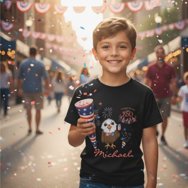 US 250 th Birthday - T-shirt du mignon garçon Eagl (US 250 th Birthday - Cute Eagle Boy's T-Shirt)