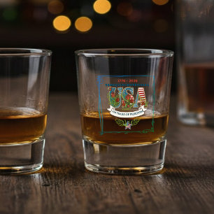 US 250 Years of Freedom Blue-Green Aurora Shot Glass