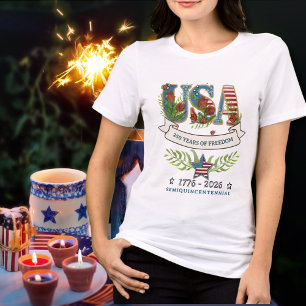 US 250 Years of Freedom Botanical Watercolor Tri-Blend Shirt