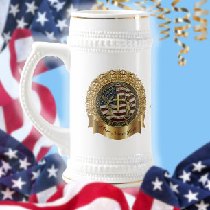 US 250th Anniversary Custom Golden Frame Seal Beer Stein