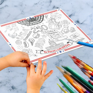 US 250th Anniversary Kids Colour Me Patriot Party Notepad