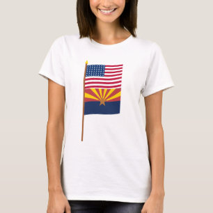 US 48-star flag on pole with Arizona T-Shirt