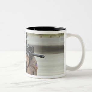 US Air Force Airman conducts security Two-Tone Coffee Mug