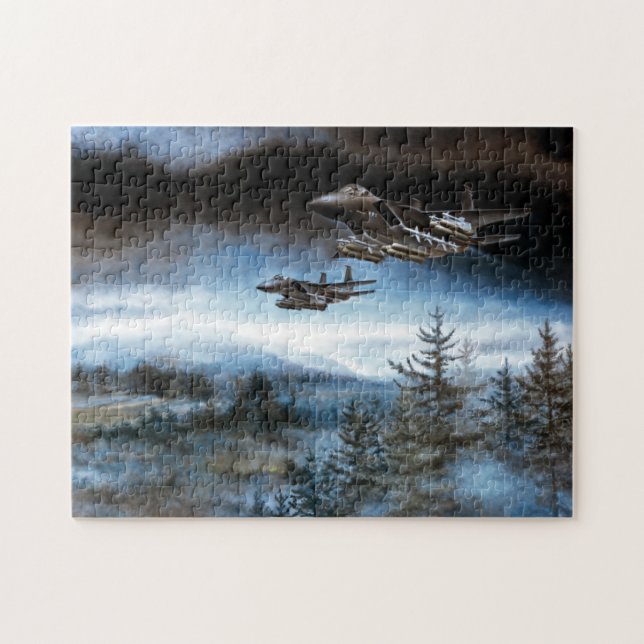 US Air Force F-15E Eagle aircraft with missiles Jigsaw Puzzle (Horizontal)