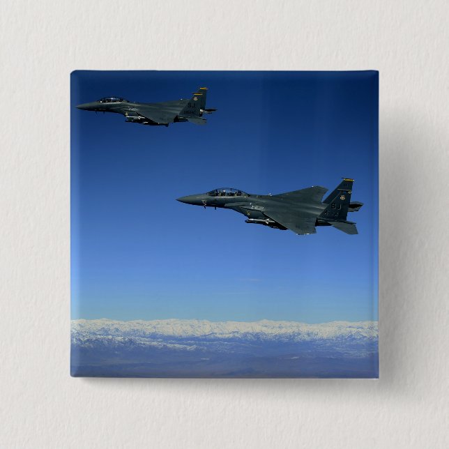 US Air Force F-15E Strike Eagles 2 2 Inch Square Button (Front)