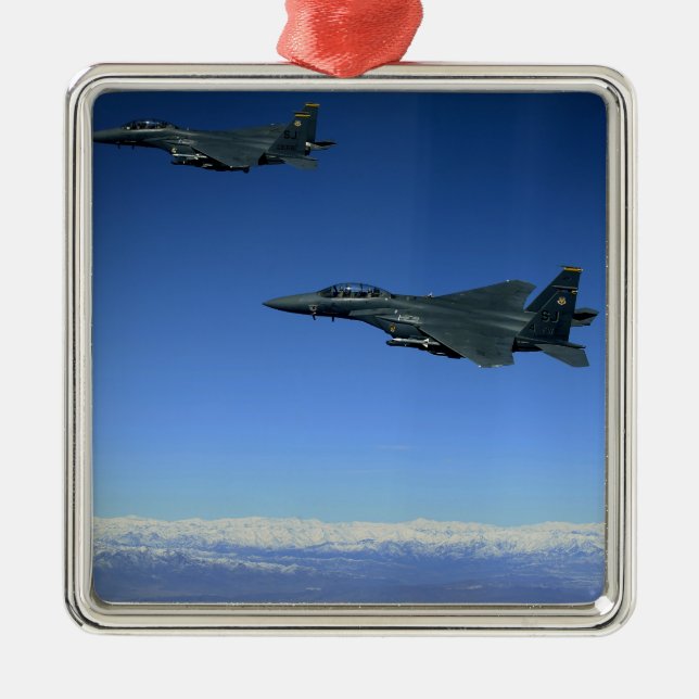 US Air Force F-15E Strike Eagles 2 Metal Ornament (Front)
