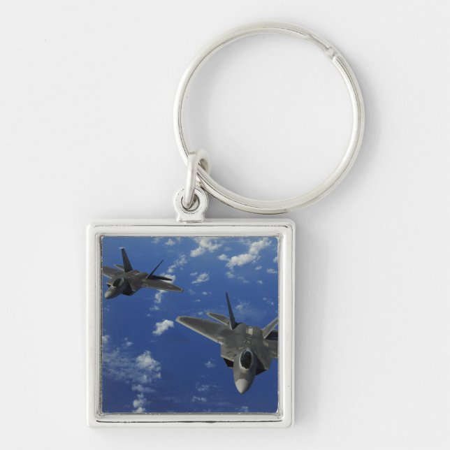 US Air Force F-22 Raptors in flight near Guam Keychain (Front)