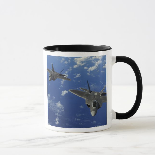 US Air Force F-22 Raptors in flight near Guam Mug (Right)