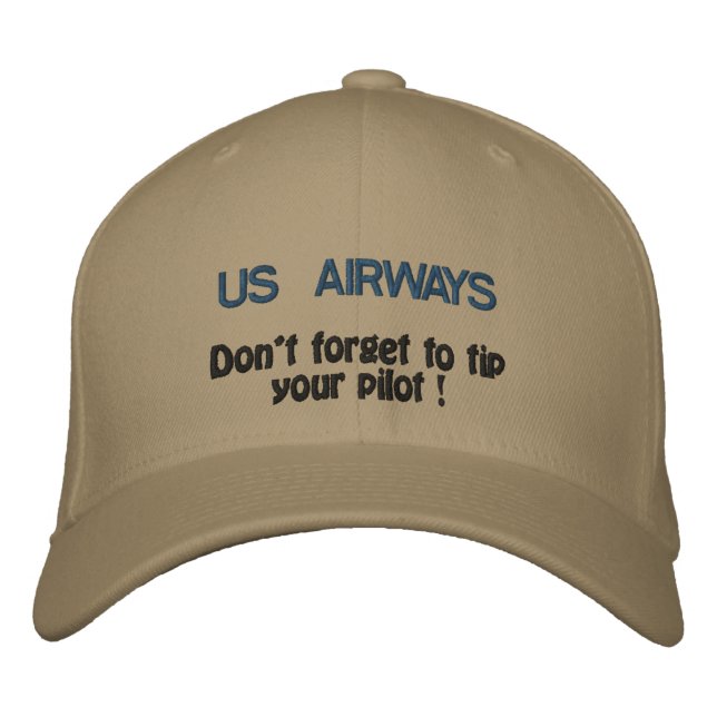 US AIRWAYS, Don't forget to tip your pilot ! Embroidered Hat (Front)