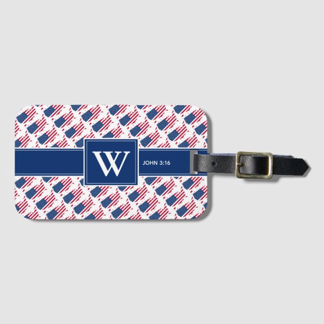 US AMERICA Christian Monogram Luggage Luggage Tag (Front Horizontal)