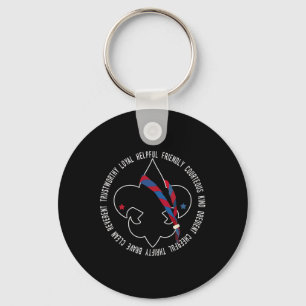 Us America Flag Scouting Law For Kids  Keychain