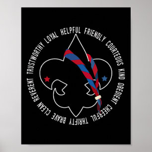Us America Flag Scouting Law For Kids  Poster