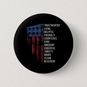 Us America Flag Vintage Scouting Law 2 Inch Round Button