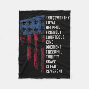 Us America Flag Vintage Scouting Law Fleece Blanket