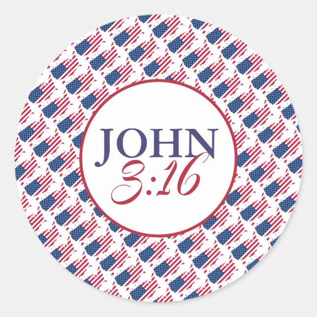 US AMERICA God So Loved The World John 3:16 Classic Round Sticker (Front)