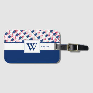 US AMERICA Monogram Christian Scripture Luggage Tag