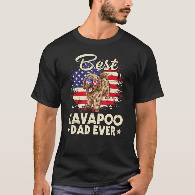 Us American Best Cavapoo Dog Dad Ever Father Day D T-Shirt (Front)