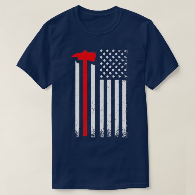 Us American Flag Axe Fireman Patriot Classic TShir T-Shirt (Design Front)