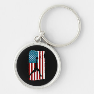 US American Flag Basketball Patriotic Athlete Prin Keychain