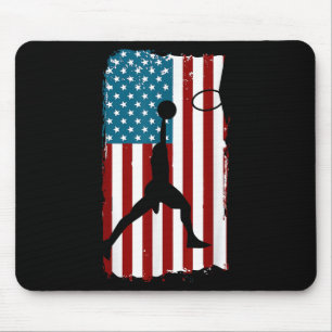 US American Flag Basketball Patriotic Athlete Prin Mouse Pad