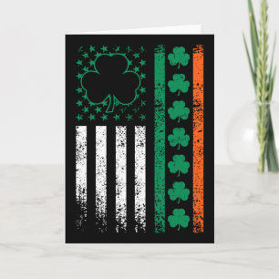 Us American Flag Clovers St Patricks Irish Shamroc Card