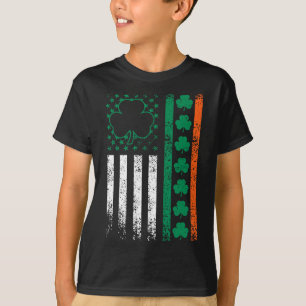 Us American Flag Clovers St Patricks Irish Shamroc T-Shirt