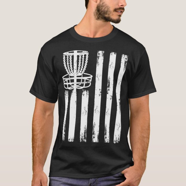 US American Flag Disc Golf Frisbee Golf Player T-Shirt (Front)
