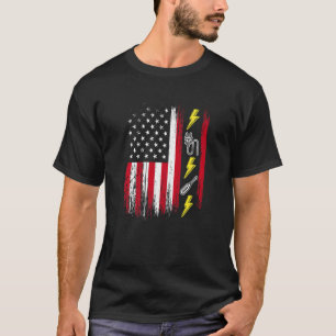 US American Flag Electricity Electrician Lineman T-Shirt