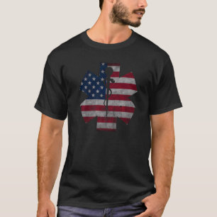 Us American Flag Emt Emergency Medical Technician T-Shirt