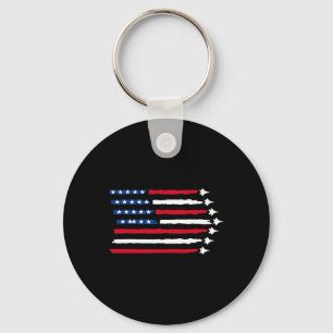 Us American Flag Fighter Jets Patriotic Usa 4th Of Keychain