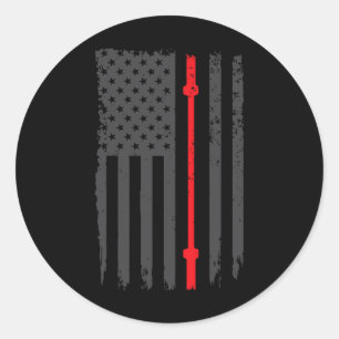 Us American Flag Fitness Gym Barbell Powerlifting Classic Round Sticker