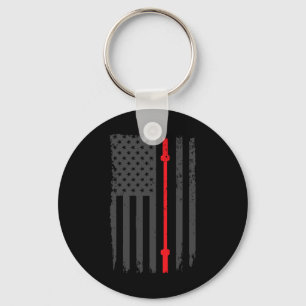 Us American Flag Fitness Gym Barbell Powerlifting Keychain